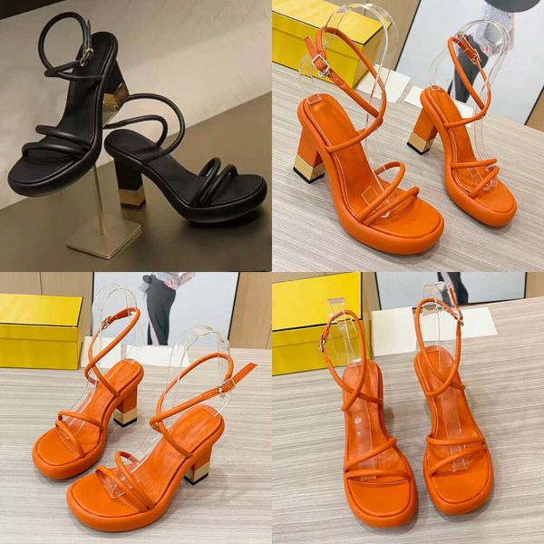 Designer Designer Womens Outdoor Shoes Outdoor Platform High Heel 9cm Fashion Backle Backle Geatine Leather Casual Shoe Gladiator Sandales 35-42 avec boîte Original Quality
