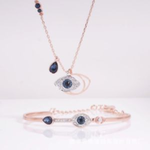 Designer Devil's Eye sleutelbeenketting Fashion Rose gouden Blue Eye armbandenset