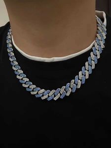 Colliers cubains en diamant bleu et blanc de créateur Colliers de bracelet de haute qualité Hommes et femmes tendance cool hip-hop cent avec accessoires