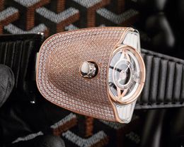 Designer Diamond Mens Watch Sports Car Montres-bracelets Suisse Automatique Mécanique Réserve de Marche Saphir Cristal PVD 18K Or Rose Cas Étanche