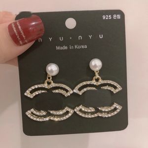 Pendientes de perlas de diamante de diseñador Marca C Letra Chapado en oro Pendiente Mujer Accesorios de joyería Cumpleaños Regalos de Navidad