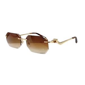 Lunettes de soleil sans monture en diamant de styliste, originales, pour hommes et femmes, de luxe, meilleur cadeau avec étui miroir et boîte