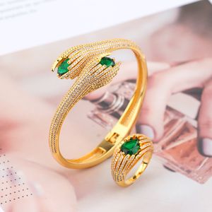 Pulsera de serpiente de diamantes de diseñador chapada en oro de 18 quilates, pulseras de joyería para mujeres, niñas, damas, anillo para hija, joyería de lujo, cumpleaños, fiesta de bodas, novia comprometida