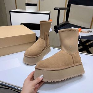 Designer Dipper Boot Dames Snowboots met modieuze en veelzijdige zijritsen Comfort Warme pluche schoenen Klassieke winter Nieuwe elastische slanke laarzen