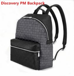 Designer Discovery Sac à dos PM Hommes Plaid Motif Lettre double épaule Zipper sacs à dos en cuir Collège Sacs d'école Ordinateur portable Voyage Sac à dos Bookbag 40cm