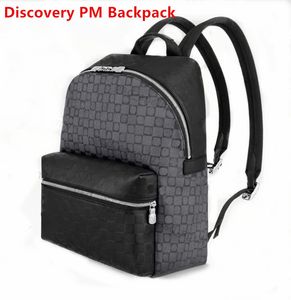 Designer Discovery Backpack PM Men Plaid Pattern Letter doble hombro Mochilas con cremallera Leather College School Bags Laptop Travel Back Pack Bookbag 40cm