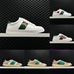 Zapatillas de deporte de diseñador desgastadas para mujeres, hombres, serpientes bordadas, zapatillas de tenis planas informales de lujo para damas de moda, blancas