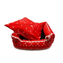 Cama para perros de diseño con almohada y manta Camas para mascotas ortopédicas antiansiedad de lujo Sofá para gatos o cachorros de interior Acogedora casa para perros Cachorros Caniches Nido Dormir Cálido Perrera M21