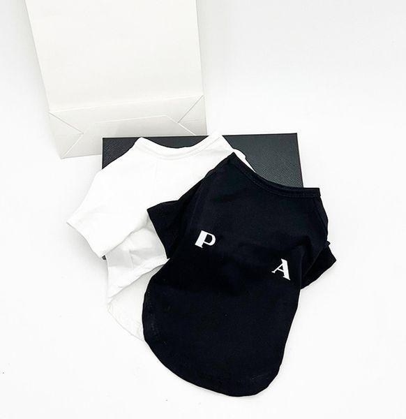 Diseñador Perro Blanco y negro Camiseta de manga corta Ropa para gatos Algodón puro Transpirable Ropa para mascotas Primavera / Verano Fadou Teddy Schnauzer