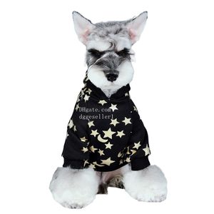 Designer hondenkleding merk hondenkleding bronzing bedrukt maansterpatroon hond hoodie zacht warm hondenjack met klassieke letters koud weer jassen voor kleine honden L A928