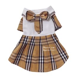 Designer hondenkledingmerk hondenkleding klassiek geruite patroon puppy jurk met bowknot zomer hond prinses jurk rokje vakantie huisdierjurken voor kleine honden l y84