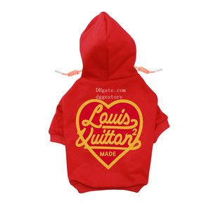 Designer hondenkleding Merk hondenkleding Katoenen hondenhoodie Zachte warme hondenhoodie met luxe hartpatroon, winterjas voor huisdieren, kleding voor koud weer voor kleine honden A865