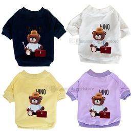 Designer hondenkledingmerk hondenkleding honden t-shirt met kleine beren patroon honden katten katoenen vest lente zomer huisdier hoodies tee shirt voor kleine en middelgrote grote honden 835