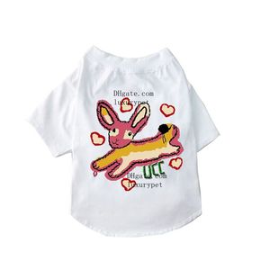 Vêtements pour chiens de marque Vêtements pour chiens Chemise pour chien en coton doux pour Chihuahua T-shirt respirant pour animaux de compagnie Lapin et motif d'amour Costume pour chien Costume d'été pour chien et chat Blanc S A682