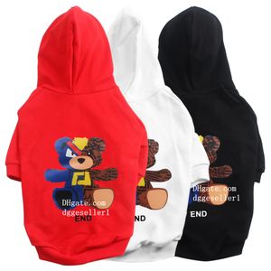 Designer Dog Clothing Merk Hondenkleding zachte warme honden hoodie met klassiek letterpatroon, mode kleine beer katoenen puppy winterjas, koud weer huisdieren jas rood l y89