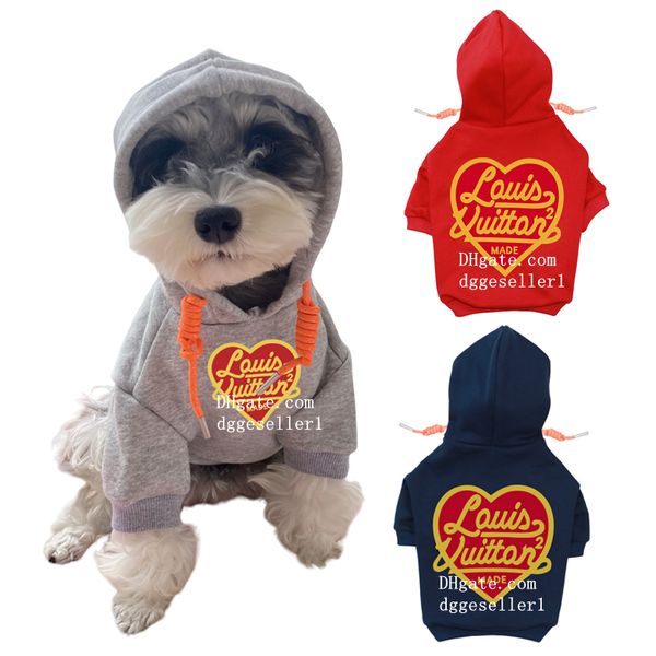 Vêtements pour chiens de marque Vêtements pour chiens Sweat à capuche doux et chaud pour chien avec motif de lettre classique Manteau d'hiver en coton pour chien Veste pour temps froid pour petits chiens Gris XXL A865