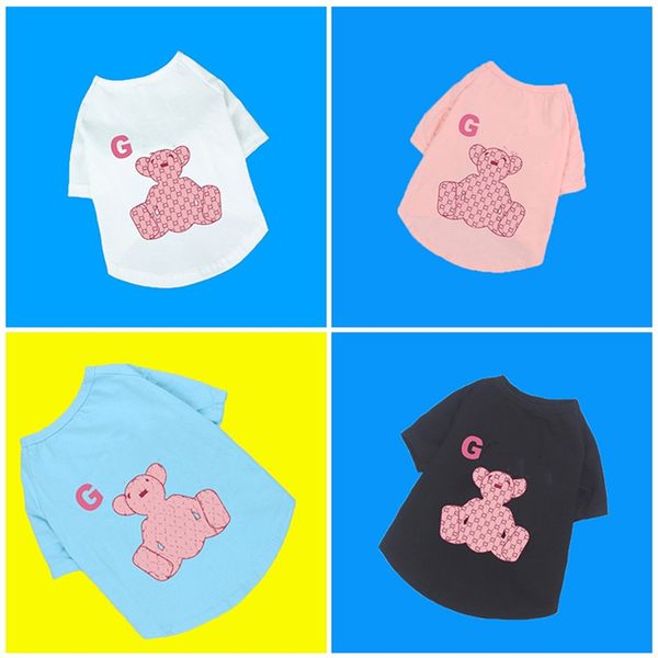 Vêtements de chien de créateur marque de chien T-shirts pour animaux de compagnie d'été avec des lettres classiques Shirts de chiot respirant doux pour les petits chats en chien 100% coton coton Skin Pink
