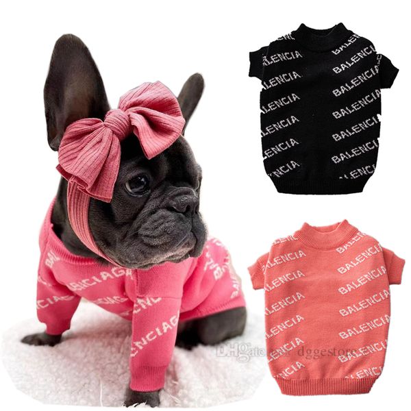 Designer Chien Vêtements Marque Chien Vêtements Chaud Pull Pour Animaux Classique Lettre Chat Chandails Chiot Sweat Manteau D'hiver pour Petits Chiens Chaton Chats Rouge S A353