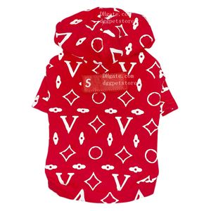 Designer Dog Clothing Merk Hondenkleding met klassieke brief 100% katoenen kleine hond hoodie, huisdierkat winter warme sweatshirt trui, Yorkie puppy jas kostuum, rood xxl b884