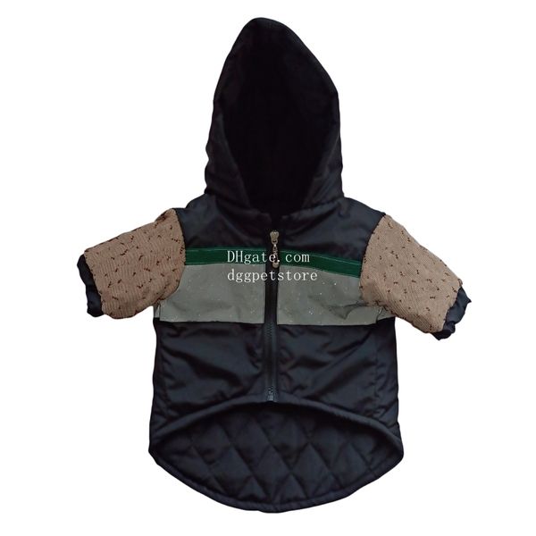 Vêtements de chien de créateur marque de chien avec un motif de lettre classique manteau de chien chaud, vestes d'hiver pour chiens de vent avec capuche, petit sweat à capuche pour chiens pour l'hiver kaki 3xl A892