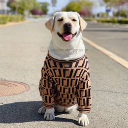 Designer hondenkleding gebreide grote hondentrui met klassiek letterpatroon huisdier Turtleneck Dog Sweatshirt voor extra grote honden groot formaat hond koud weer outfit XXXL A786