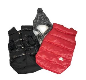 Vêtements pour chiens de marque Rouge noir hiver chaud épaissi manteau de gilet pour animaux de compagnie Teddy corgi gilet en coton pour animaux de compagnie étiquetage logo grand manteau pour chien XS-4XL