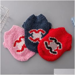 Designer hondenkleding Warme hondenkleding met klassieke letter pluche ronde hals huisdier trui herfst winter puppy meisje fleece truien voor kleine middelgrote honden roze XXL A385