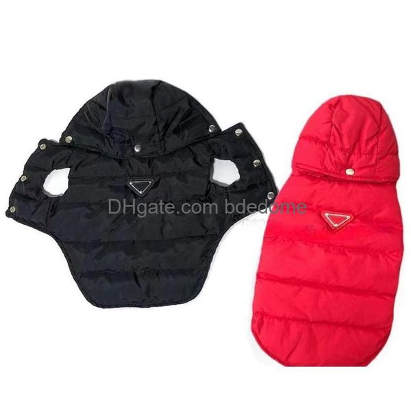 Vêtements de chien de concepteur Vêtements d'hiver Coupe-vent Chiens Sweat à capuche imperméable Manteau de chiot Doublé de coton Chaud Veste pour animaux de compagnie par temps froid Gilet pour animaux de compagnie F Dhjco