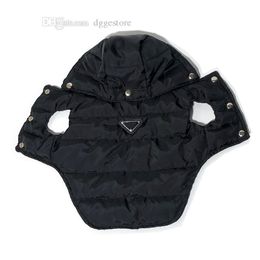 Ropa de diseñador para perros Abrigo de invierno Ropa cálida para perros Chaleco impermeable a prueba de viento para mascotas Chaqueta para cachorros de clima frío con sombreros para perros pequeños medianos grandes Bulldog Negro XL A338