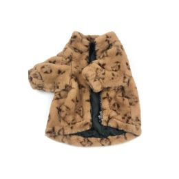 Vêtements pour chiens de créateurs Vêtements pour chiens d'hiver avec un vieux motif de fleur chaude mouche à fourrure douce manteau de chat épaissis pour les petits chiens français bulldog schnauzer brun xxl a292