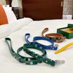 Designer hondenhalsband en riem Klassiek geruit patroon Zacht Comfort Echt leer met spikes voor huisdieren Halsbanden Moderne designerlook voor kleine, middelgrote en grote huisdieren Groen