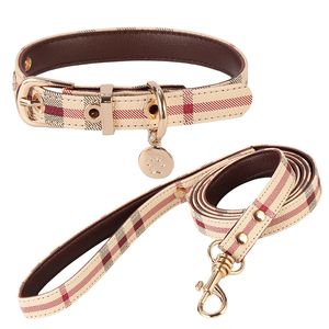 Designer hondenkraagriem set voor kleine honden verstelbare zacht lederen luxe huisdierenkraag met gesp voor meisjes- en jongenspuppy's stap in hondenharnas riem set - m (12-17,5 inch)