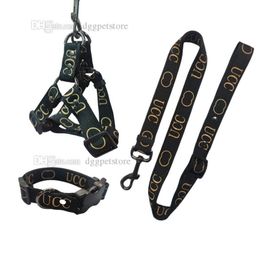 Designer Halsbanden Leash set Step in Dog Harness Verstelbaar Heavy Duty No Pull Halter Harness Double D Ring Walking Running for Small Medium Large Dogs Zwart L B173