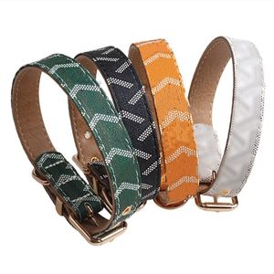 Designer Dog Collars Leashes Set Classic Printed PU Leather Collar Leash Soft Durable Cat Collar for Small Medium and Large Dogs PS1974