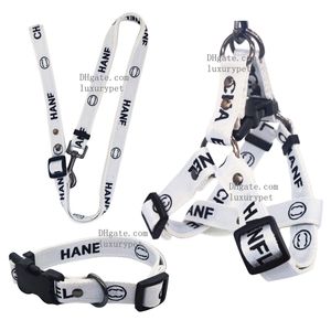 Designer halsbanden lijnen set instap nylon hondentuig klassiek geborduurd letterpatroon voor kleine tot grote honden Franse Bulldog van Best Pet Supplies XL B41