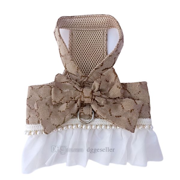 Robe de chien de créateur avec nœud papillon LETTRE Classique Robe de harnais pour petits chiens Migne Dog Pet Girl Puppy Vêtements d'été pour yorkie