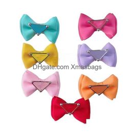 Designer Dog Hair Clips Marque Vêtements Chiot mignon Petit Bowknot Bows avec accessoires en métal faits à la main Bow Produits de toilettage pour animaux de compagnie Purpl Dh2Yq