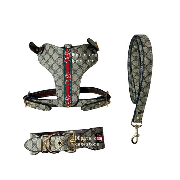 Designer Dog Harness Colliers LEASH Set No Put Pu Pu Leather Dog Harness avec motifs à imprimé à la mode pour Bulldog français, pit-bull, mastiff, boxeur, Bull Terrier XL B235