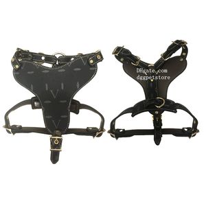 Harnais pour chien de créateur, colliers en cuir durable pour animaux de compagnie avec lettre classique, grand harnais pour chien, gilet robuste pour bouledogue français, Pit Bull, Mastiff, Boxer, Bull Terrier XL B180