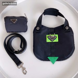 Designer hondenharnassen slepen touw 3 stks set zwart klassiek logo patroon afneembare huisdier leasen mode verstelbare hond kat huisdier nekriem met kleine tas