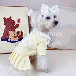 Designer Dog Polo Shirt Pet Dog Brief Letter T Shirt Pomeranian Bichon Teddy Pet Dog Summer Cute Dress