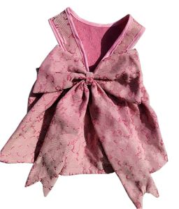 Designer chiens vêtements marque de chien habillel mignon bowknot chiot princesse robe pour petits chiens fille jupe de compagnie de compagnie douce jacquard motif de lettre classique robe féminine a404