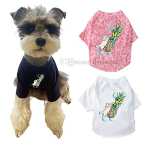 Designer Dogs Kleding Merk Hondenkleding Petoverhemden Gedrukte Puppy Shirts Soft Dog Shirt Pullover Dog T Shirts Leuke Cat Sweatshirts voor kleine honden ananas Pink S A597