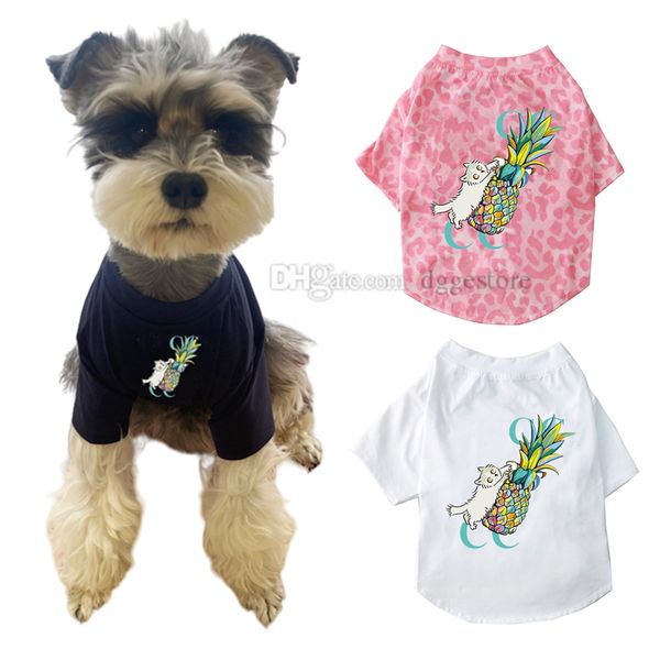 Marca de ropa para perros de diseñador Ropa para perros Camisas para mascotas Camisas impresas para cachorros Camisa suave para perros Jersey Camisetas para perros Sudaderas lindas para gatos para perros pequeños Piña rosa S A597