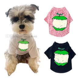 Vêtements pour chiens de créateurs Vêtements pour chiens de marque avec motif de lettres classiques Chemises pour chiens en coton doux et respirant T-shirt d'été pour animaux de compagnie Sweat-shirts pour petit chien Apple Navy S A645