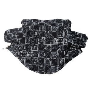 Vêtements de luxe pour chiens de marque, manteau d'hiver classique à motif de fleurs pour petit et grand chien, veste épaisse coupe-vent pour animaux de compagnie par temps froid, noir L A851