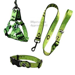 Designer Hondenhalsband Leash set Stap in hondentuig, verstelbaar en veilig met metalen gespen, Easy Walk hondentuig voor puppy, kleine, middelgrote en grote honden, groen, M B118