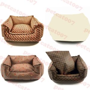 Chenil de styliste pour chiens, coussin de lit en cuir imprimé, maison pour animaux de compagnie, chenil d'intérieur chaud, fournitures pour animaux de compagnie, trois tailles 298P