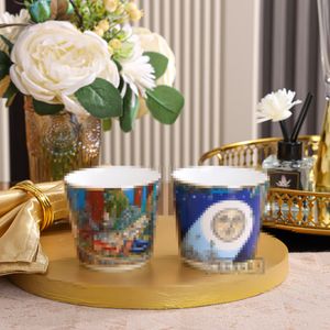 Designer dubbele mokken sets mooi uiterlijk keramische mok luxe stijl paar beker bloem regenwoud koffie ontbijtbeker cup