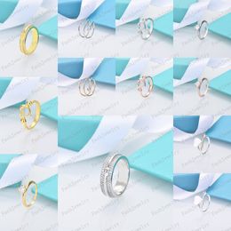 Designer dubbele t-vorm ring veer 925 sterling zilveren diamant pijl ring klassieke vrouw luxe sieraden met originele tas